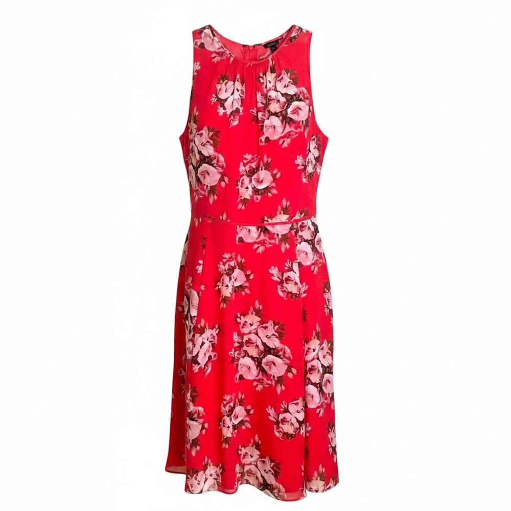 Ann Taylor Factory Women's Size 14 Floral Dress Sleeveless Midi A-Line Chiffon